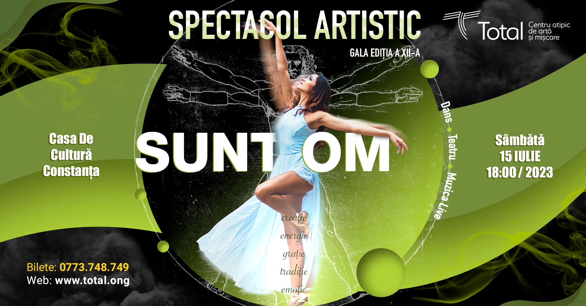CONSTANŢA: Gala artelor “Sunt om” va avea loc pe 15 iulie, de la ora 18.00, la Casa de Cultură