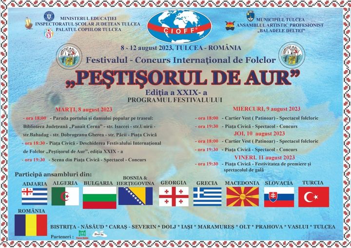 TULCEA: Festivalul Internațional „Peștișorul de Aur” 2023 – programul manifestării
