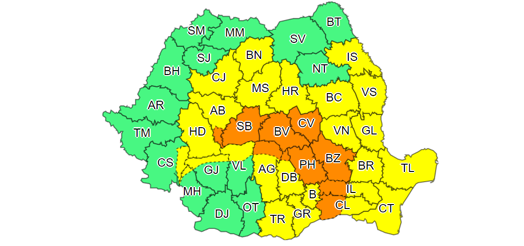 CONSTANȚA și TULCEA sub avertizare ANM: averse torențiale, descărcări electrice, vijelii și grindină