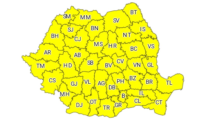 Cod galben de caniculă şi disconfort termic ridicat în toată ţara