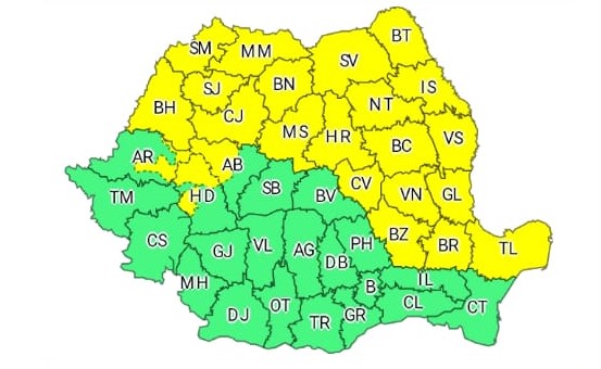 COD GALBEN de instabilitate atmosferică. Vizat este și nordul Dobrogei