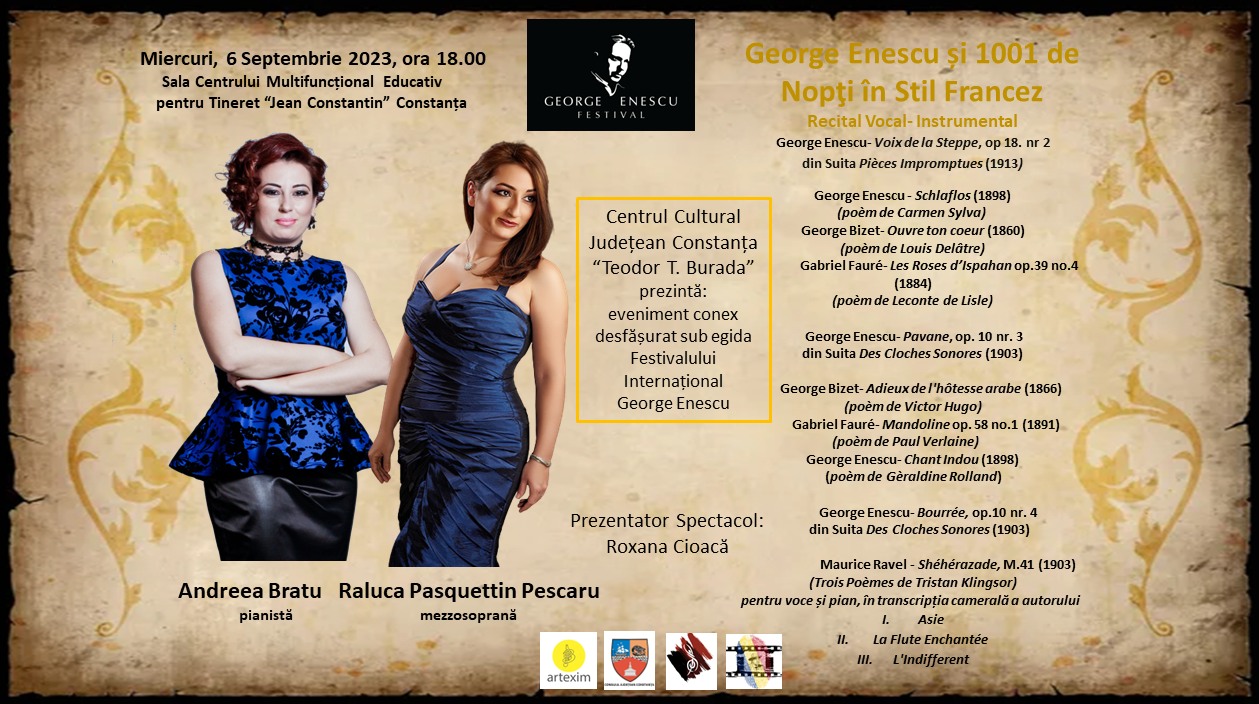 CONSTANȚA: Recital susținut de mezzosoprana Raluca Pasquettin Pescaru și pianista Andreea Bratu