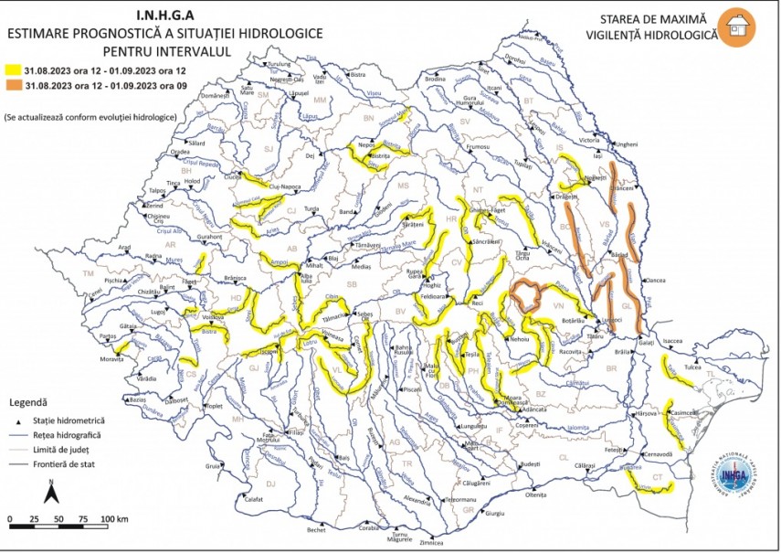 Cod galben de inundații pe cursurile de apă din Dobrogea