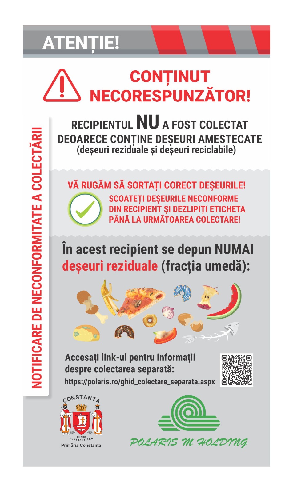CONSTANŢA: Nu va mai fi colectat gunoiul din recipientele în care deșeurile reziduale sunt amestecate cu cele reciclabile