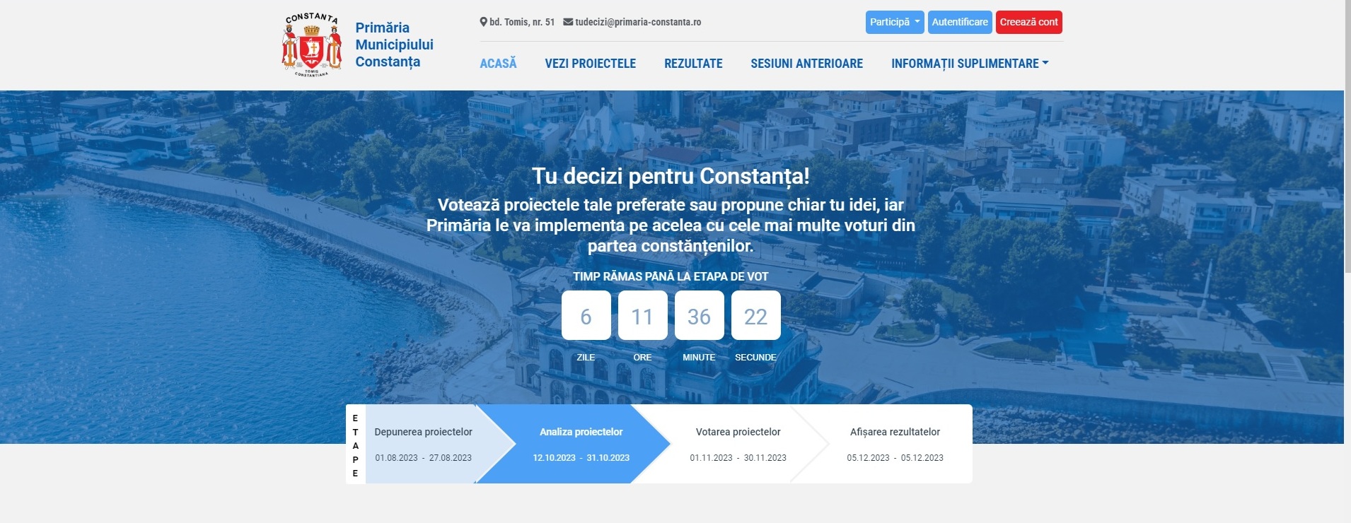 CONSTANŢA: În cadrul procesului de bugetare participativă „Tu decizi pentru Constanța”, au fost validate 18 proiecte depuse