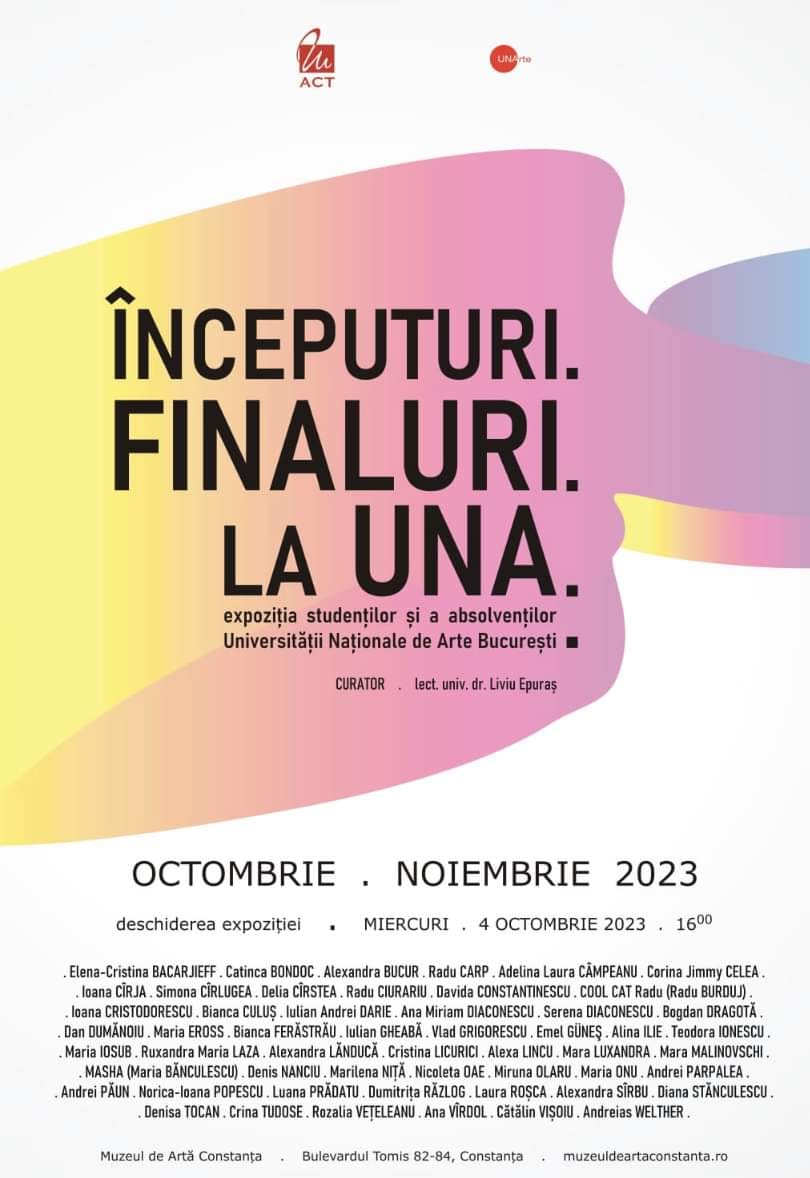 “ÎNCEPUTURI. FINALURI. La UNA”, expoziţia studenților și absolvenților Universității Naționale de Arte București, are loc la Muzeul de Artă din Constanţa