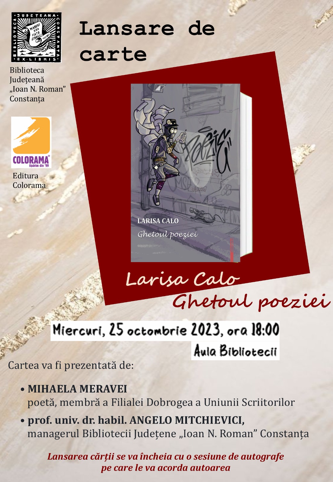 Lansare de carte, la Biblioteca Județeană „Ioan N. Roman” Constanța