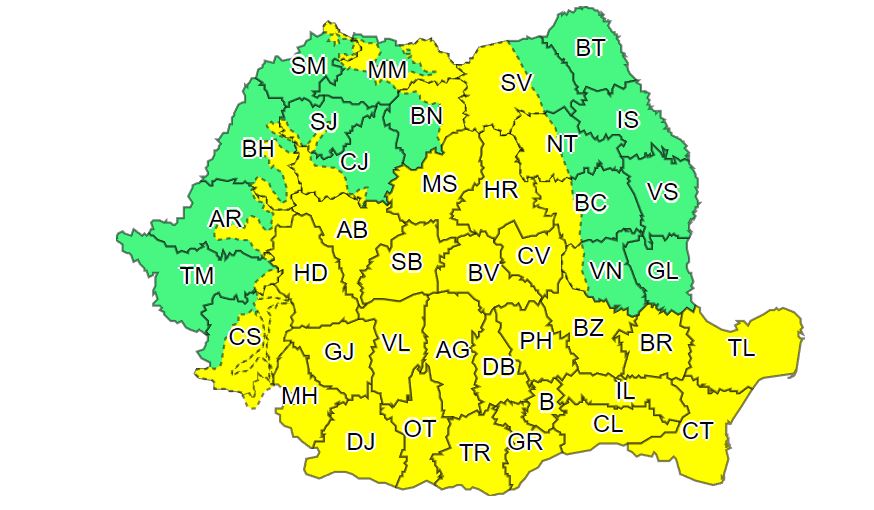 Județele Constanța și Tulcea, sub avertizare de cod galben