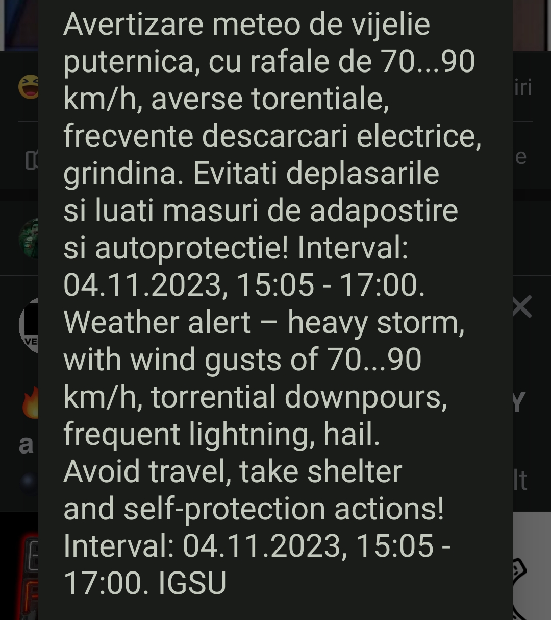 CONSTANȚA: A fost emisă o avertizare RO ALERT!