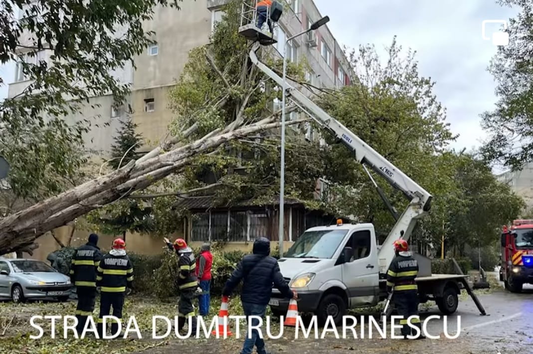 Județul CONSTANȚA: 215 copaci prăbușiți, 50 de mașini avariate și o cruce de biserică ruptă