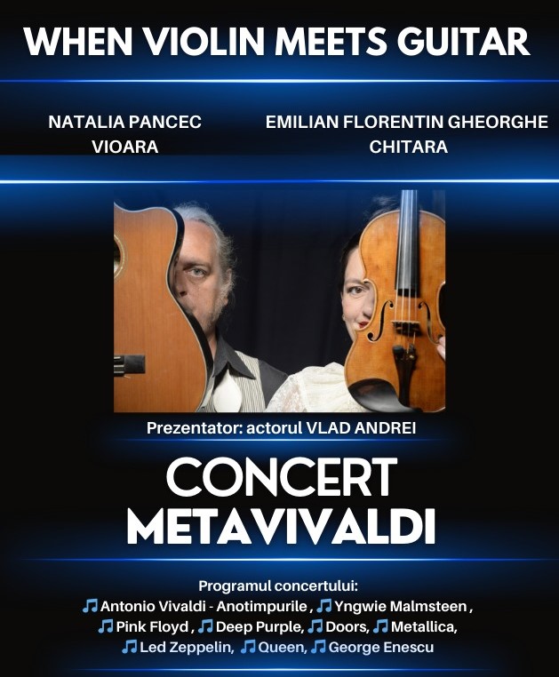 CONSTANȚA: Duo acustic de vioară și chitară pentru iubitorii muzicii clasice și rock, pe scena Casei de Cultură