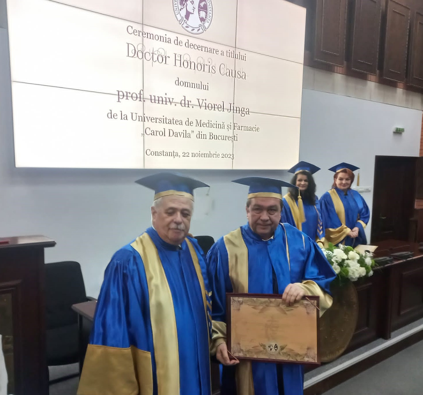 CONSTANȚA: Universitatea ”Ovidius” a acordat titlul de “Doctor Honoris Causa” reputatului profesor și cercetător Viorel Jinga, rectorul UMF “Carol Davila” din Capitală