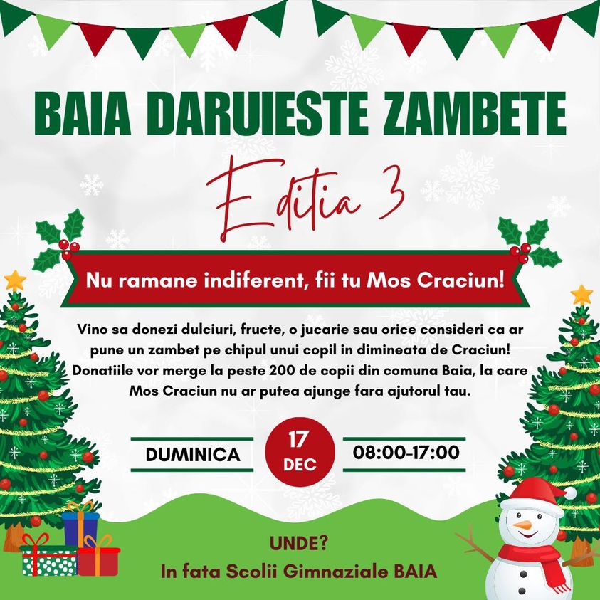 Județul TULCEA: O nouă ediție a campaniei ”Baia dăruiește zâmbete”