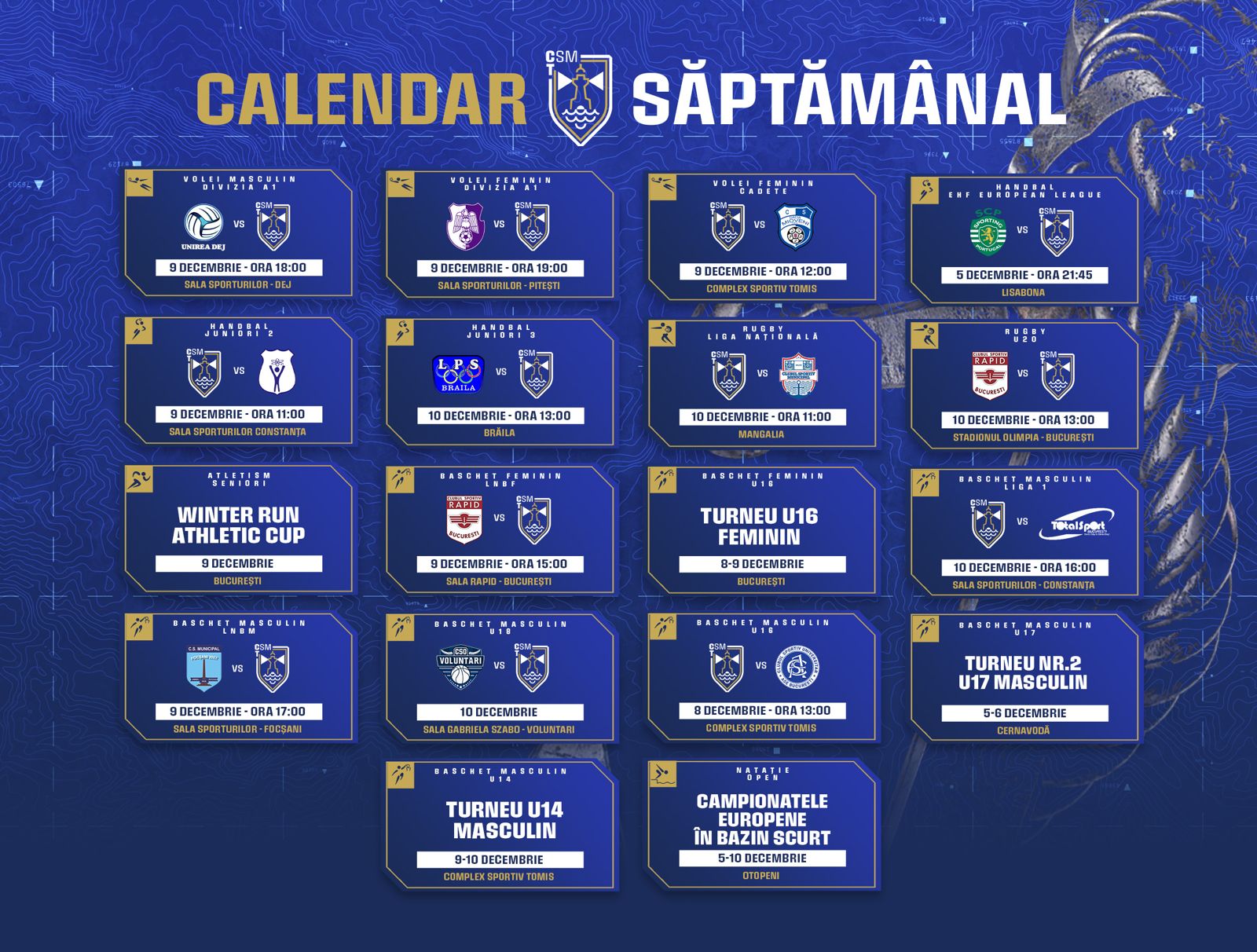 Competițiile sportivilor de la CSM Constanța în acest week-end