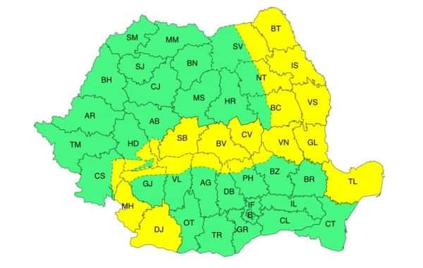 Judeţul TULCEA, sub atenţionare meteorologică Cod Galben de vânt puternic