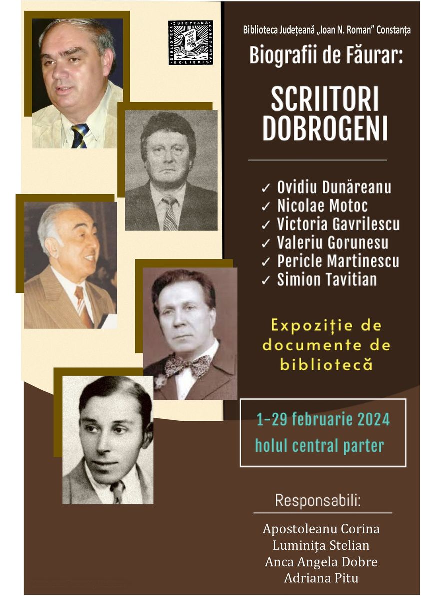 CONSTANȚA: Expoziție dedicată scriitorilor dobrogeni care au marcat istoria literară a acestui ținut, deschisă la Biblioteca Județeană „I. N. Roman”