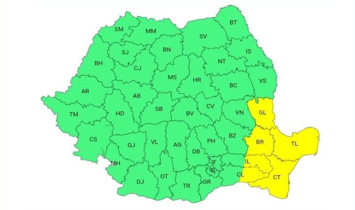 Dobrogea este și astăzi sub COD GALBEN de vânt puternic