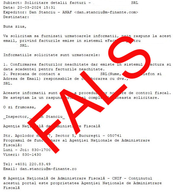 Atenție la mesajele false în numele ANAF!