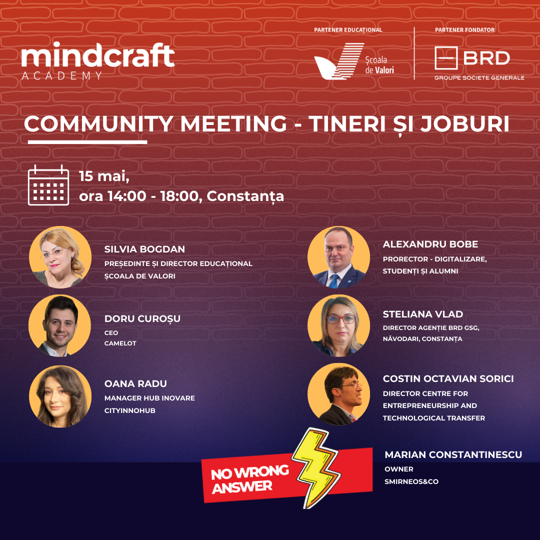 Studenții din Constanța sunt așteptați la evenimentul „Community Meeting TINERI ȘI JOBURI”