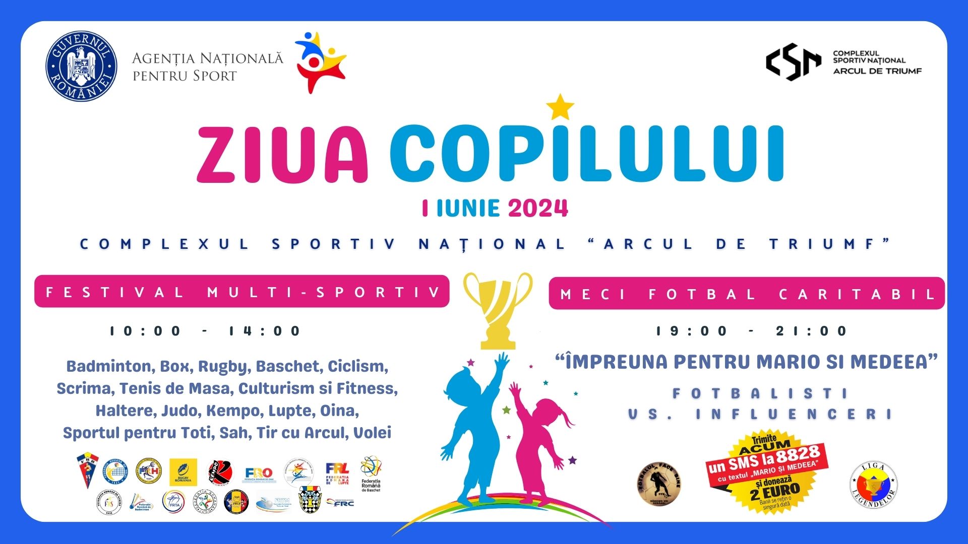Ziua Copilului va fi sărbătorită pe Stadionul „Arcul de Triumf”