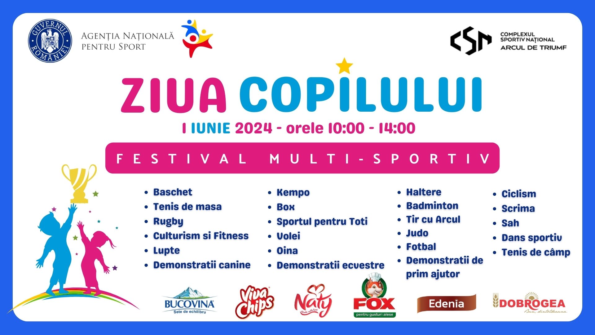 Copiii sărbătoresc 1 Iunie pe stadion