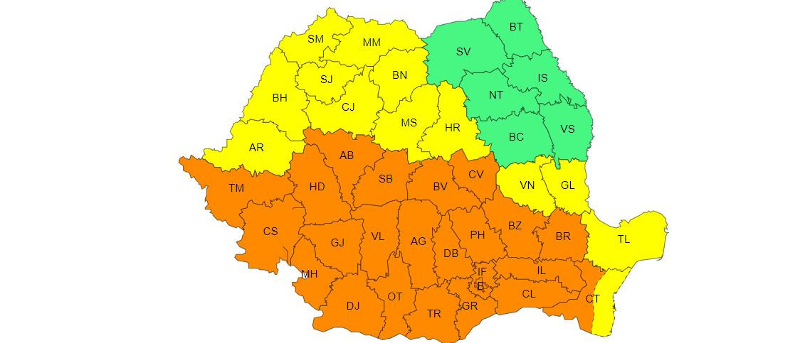 ANM: Valul intens de căldură rămâne deasupra României. Cod galben și portocaliu în Dobrogea