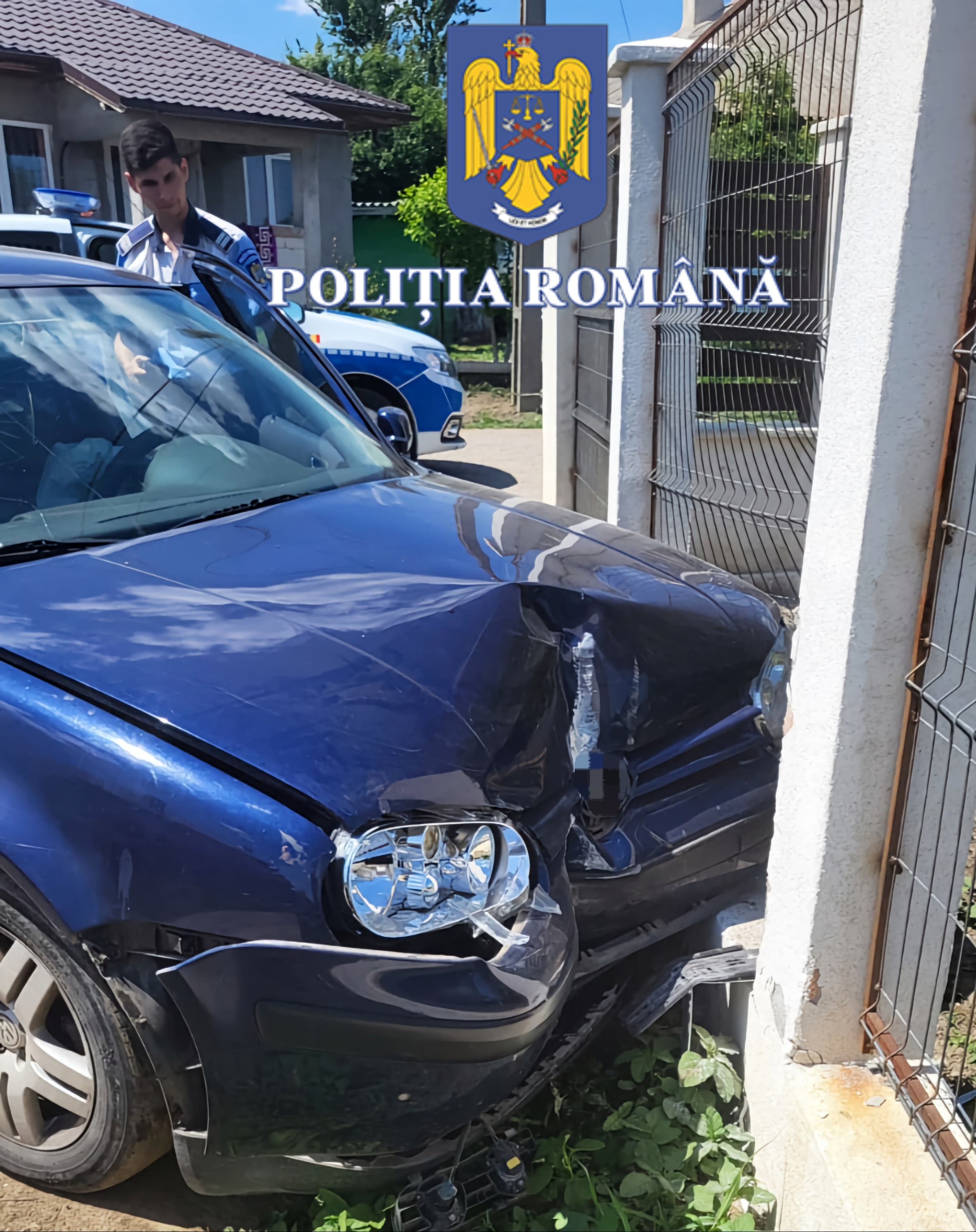 TECHIRGHIOL: Un bărbat cu o alcoolemie de 1,37 mg/l în aerul expirat, a intrat cu maşina într-un gard