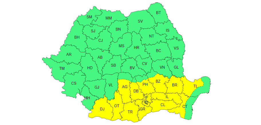 Temperaturi de până la 34 de grade şi disconfort termic în Bucureşti şi în alte 14 judeţe, pe parcursul zilei de joi