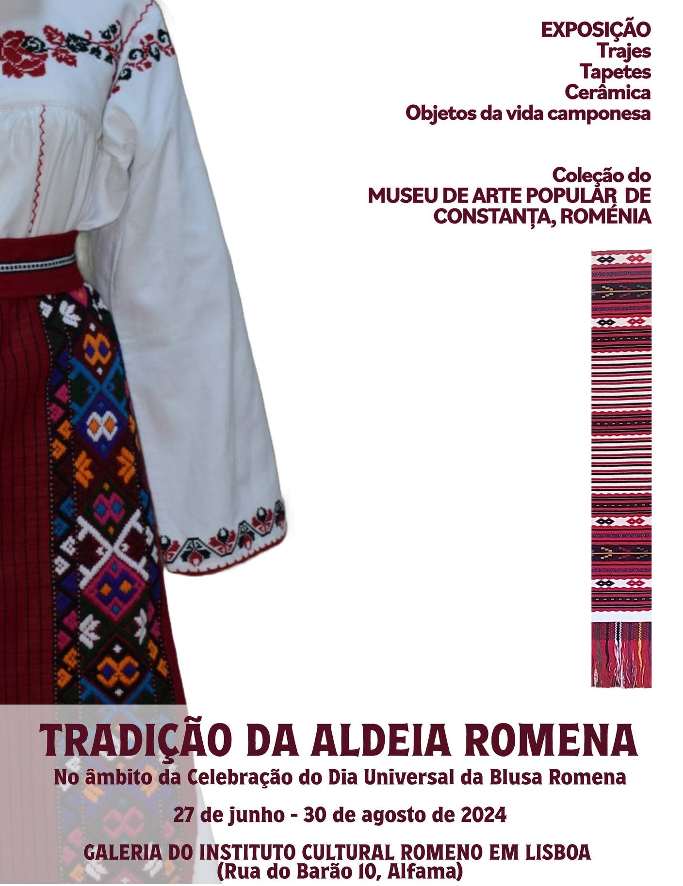 „Tradiția satului românesc” – piese ale Muzeului de Artă Populară Constanța, expuse la ICR Lisabona