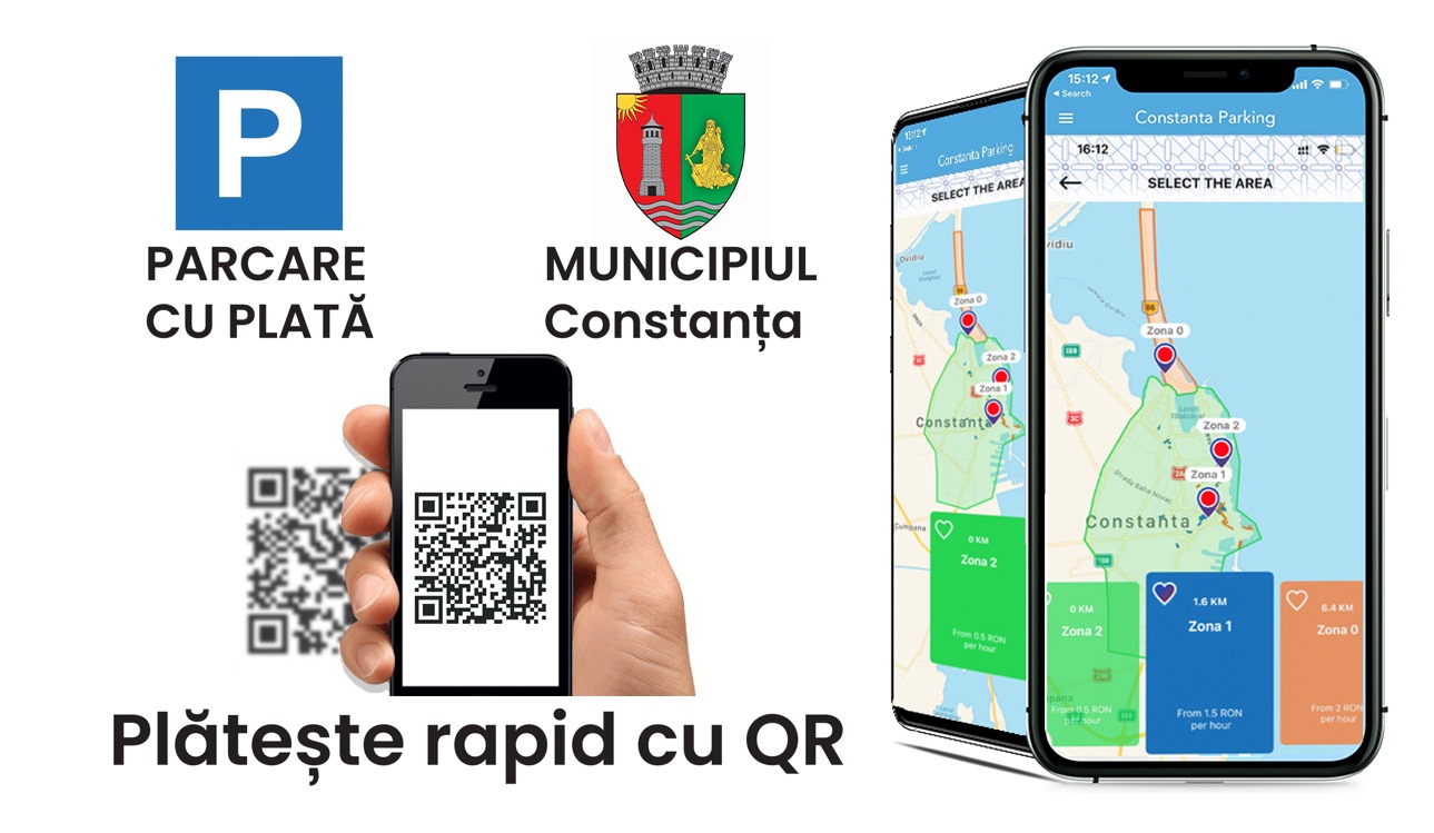 Plata parcării în Constanța și Mamaia se poate face prin scanarea codului QR