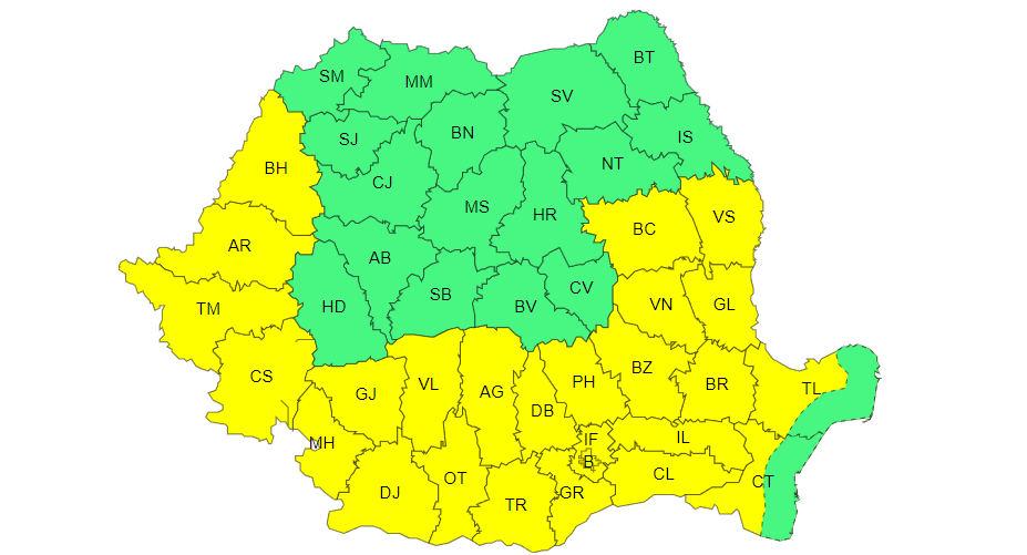 CONSTANȚA/TULCEA: Cod galben de caniculă şi disconfort termic ridicat