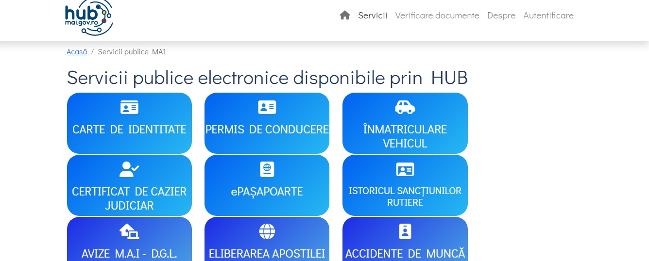 HUB-ul de servicii al M.A.I. este o modalitate de obținere facilă, rapidă și gratuită a certificatului de cazier judiciar