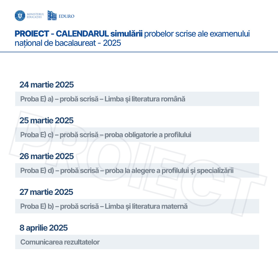 Ministerul Educaţiei: Modificări în desfăşurarea Evaluării Naţionale şi a Bacalaureatului – în consultare publică