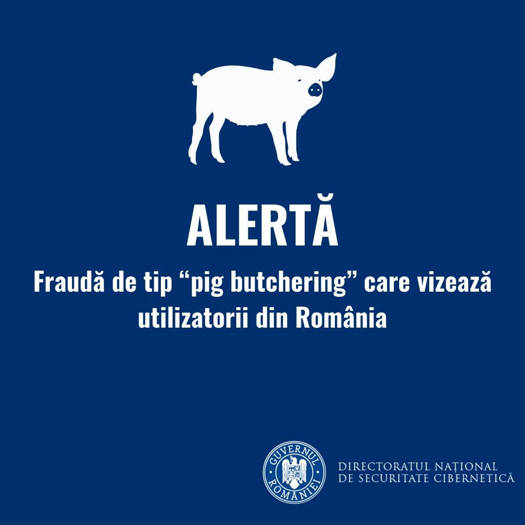 DNSC: Tentativele de fraudă de tip pig butchering vizează utilizatori din România