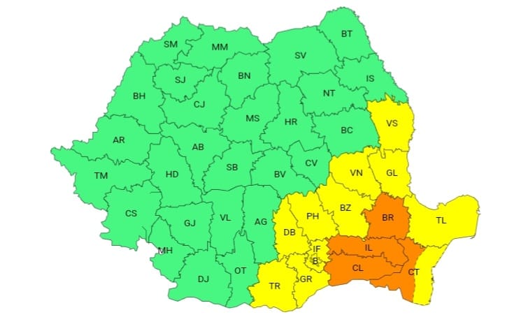 Partea continentală a județului Constanța va fi sâmbătă, sub avertizare meteorologică COD PORTOCALIU de caniculă