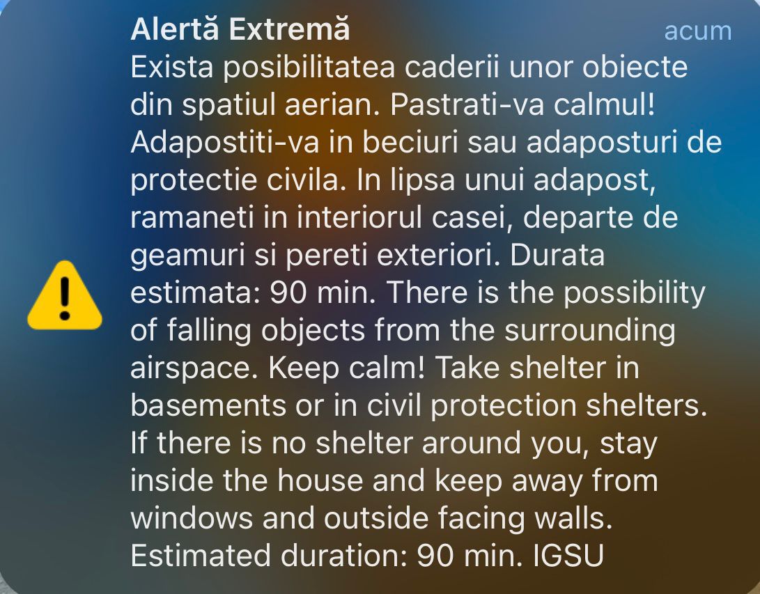 TULCEA/UPDATE: Un nou mesaj RO ALERT pentru zona de Nord a județului