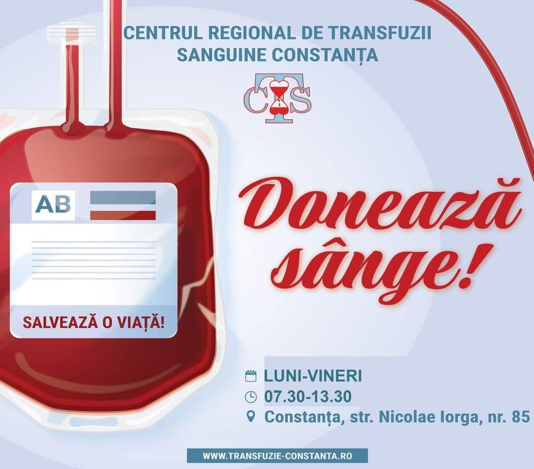 CRTS: Este nevoie de donatori de sânge, după minivacanța de Sfânta Maria!