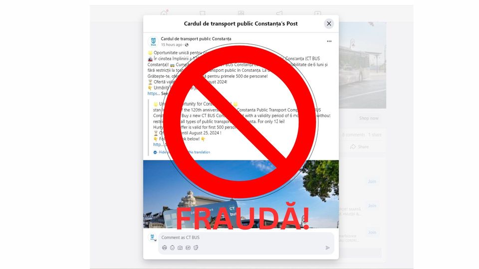 CONSTANȚA: Atenție! Tentativă de fraudă în numele CT Bus!
