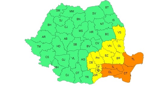 DOBROGEA, sub COD PORTOCALIU de averse și vijelii