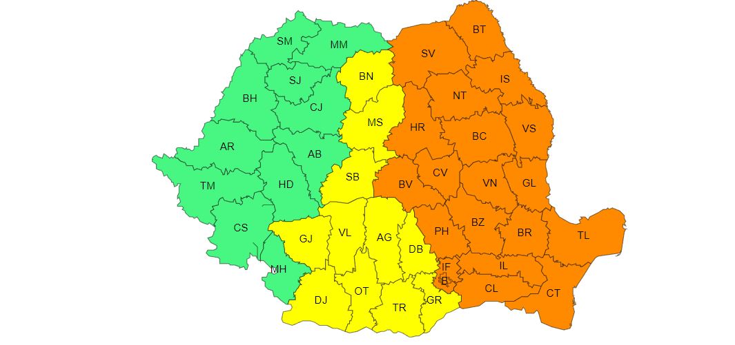 ANM: CONSTANȚA și TULCEA sub COD PORTOCALIU de ploi torențiale