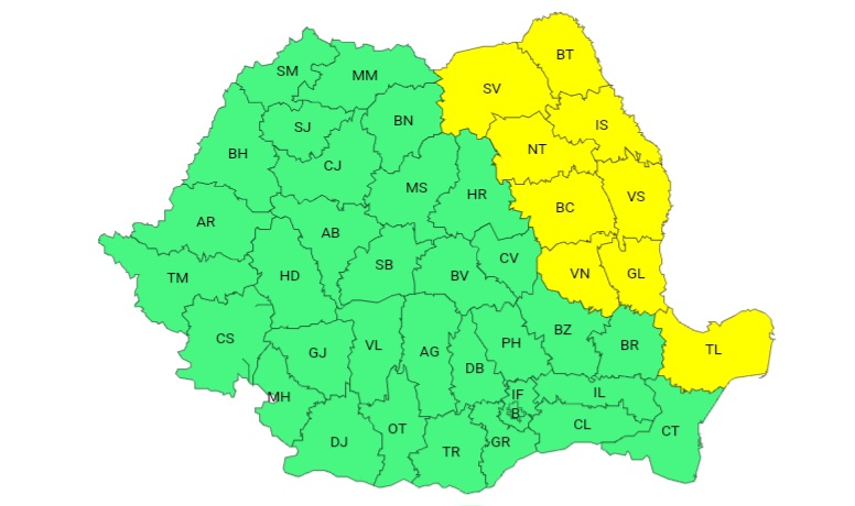 Nordul Dobrogei, sub COD GALBEN de ploi însemnate cantitativ