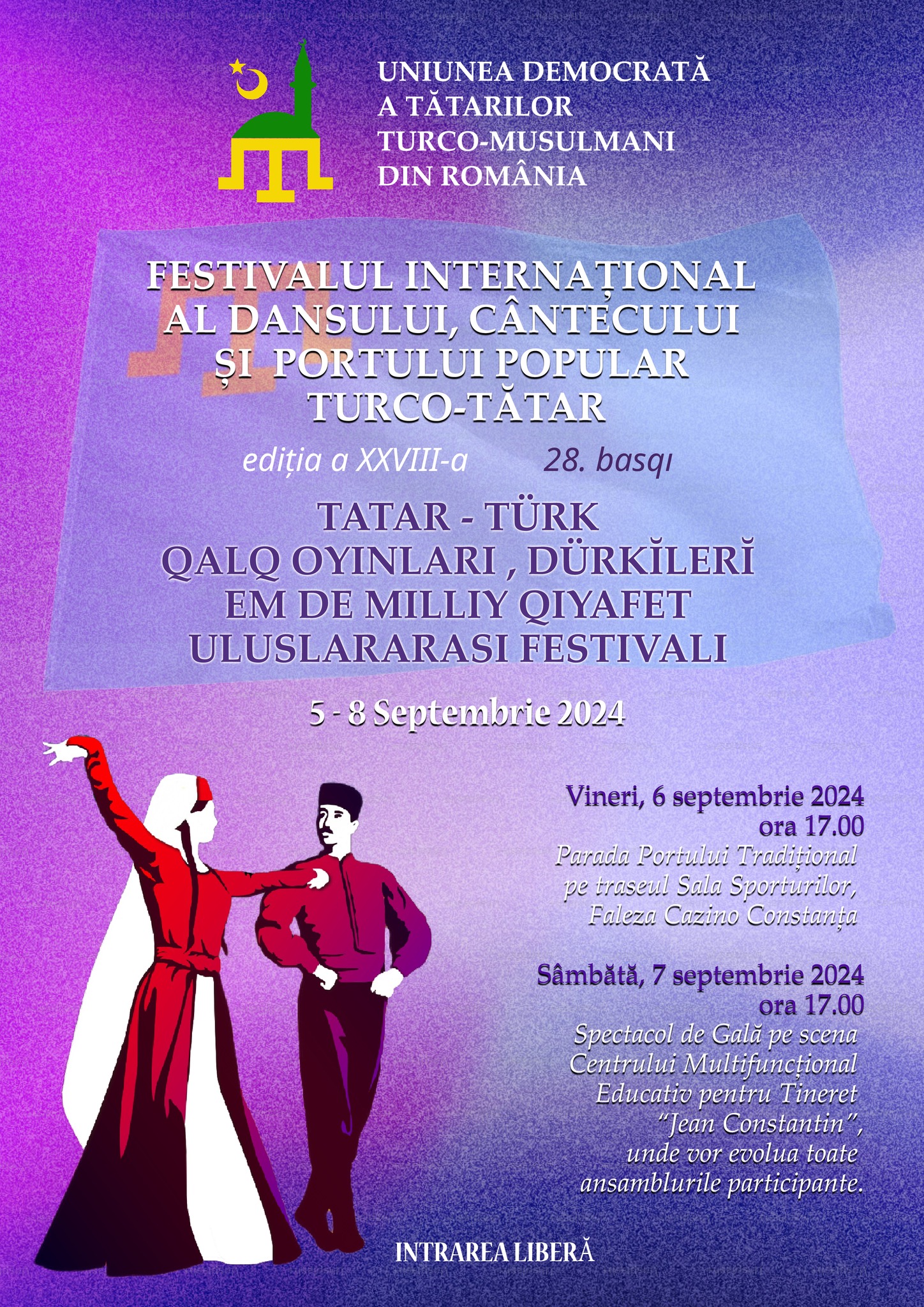 CONSTANŢA: Începe Festivalul Internațional al Dansului, Cântecului și Portului Popular Turco-Tătar