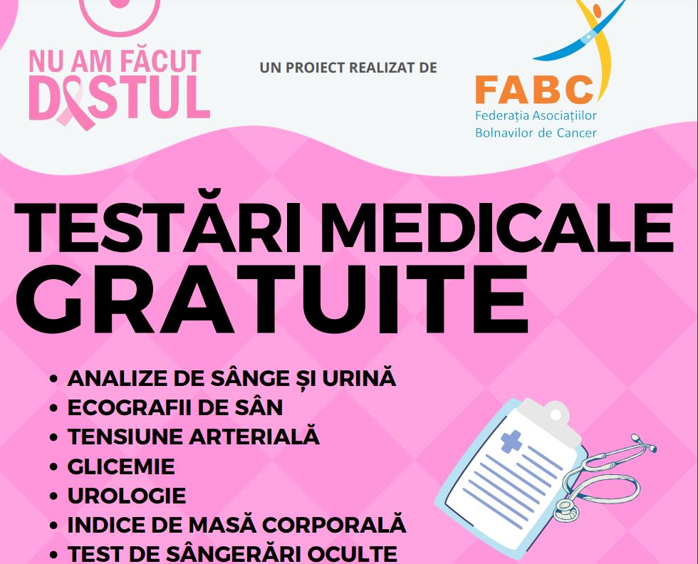 CONSTANȚA/TULCEA: Testări medicale GRATUITE în mediul rural – caravana ‘Nu am făcut destul’
