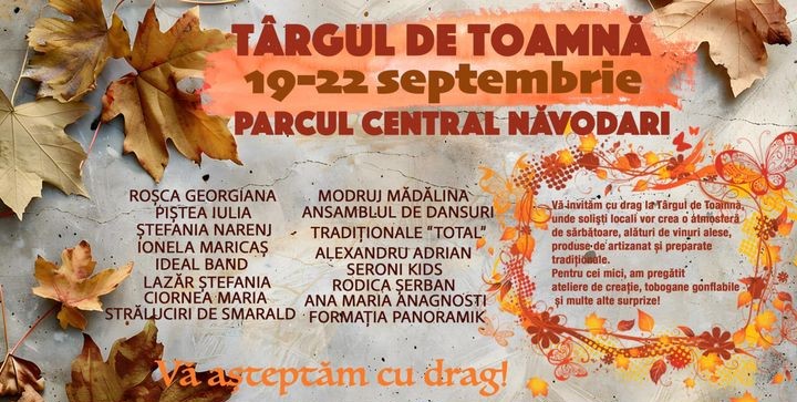 NĂVODARI: Târgul de Toamnă își deschide porțile joi, 19 septembrie