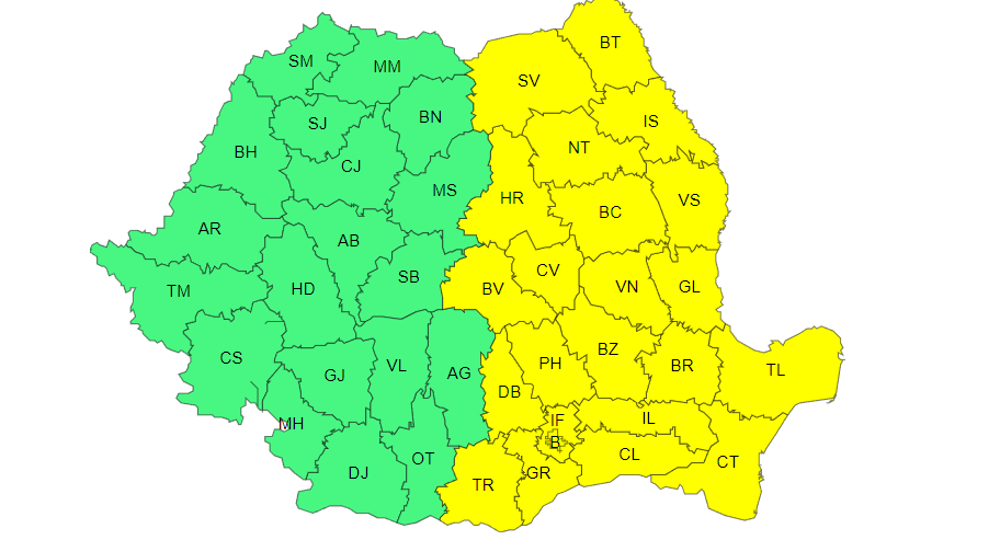 CONSTANȚA și TULCEA: Revin ploile însoțite de descărcări electrice, intensificări de scurtă durată ale vântului şi de grindină