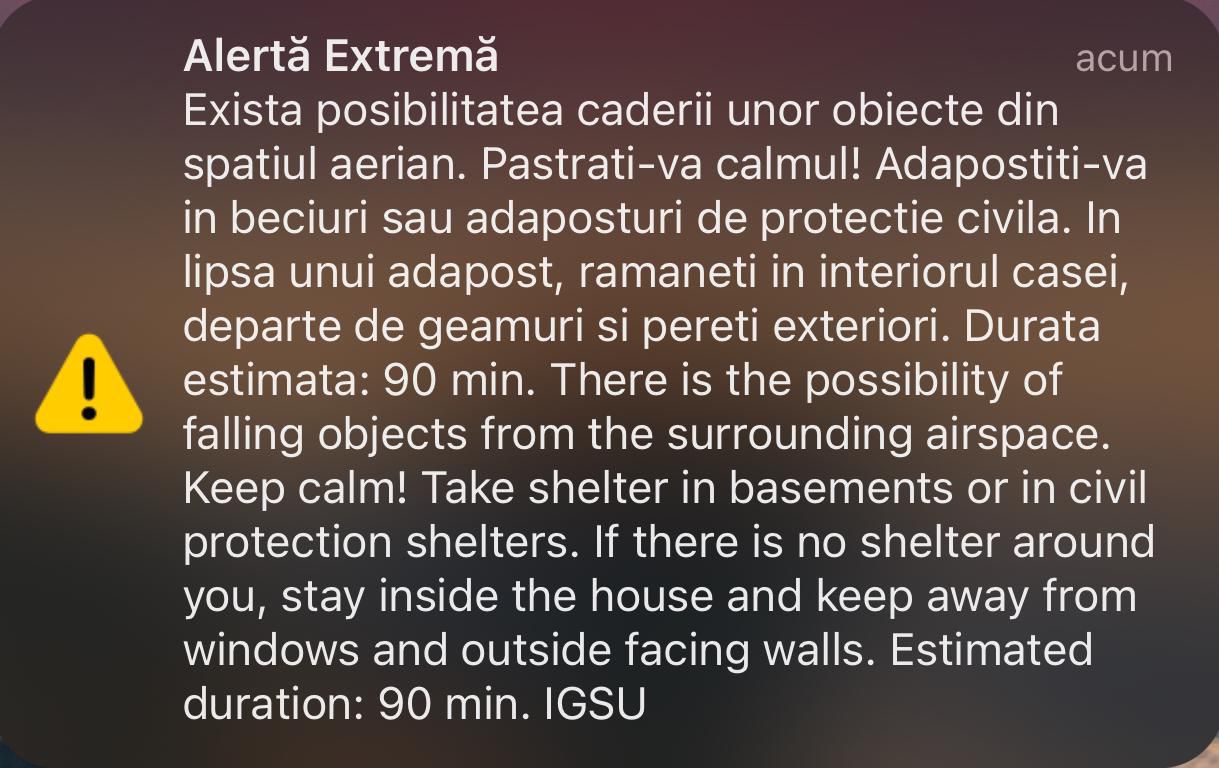 A fost emis mesaj RO-ALERT pentru zona de nord-est a județului Tulcea