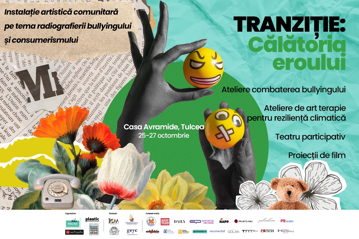 TRANZIȚIE: Călătoria Eroului aduce un spectacol-lectură participativ, o instalație artistică comunitară și ateliere pentru combaterea bullying-ului, între 24 – 26 octombrie, la Tulcea
