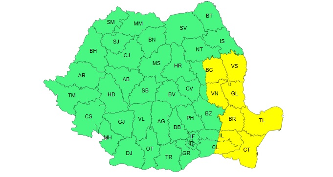 Dobrogea, sub atenționare meteorologică COD GALBEN de vânt