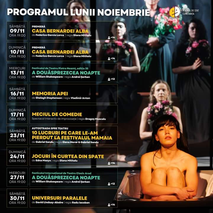 Premiera spectacolului „Casa Bernadei Alba”, regia Diana Mititelu, deschide noua stagiune la Teatrul de Stat Constanța