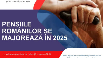 Ministerul Muncii: Pensiile se majorează; valoarea Punctului de Referinţă creşte cu 12,1% din ianuarie 2025